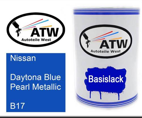 Nissan, Daytona Blue Pearl Metallic, B17: 500ml Lackdose, von ATW Autoteile West.